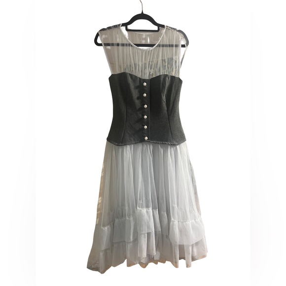 Anthropologie Sheer Tulle Corset Twofer Midi Dress - Picture 5 of 16